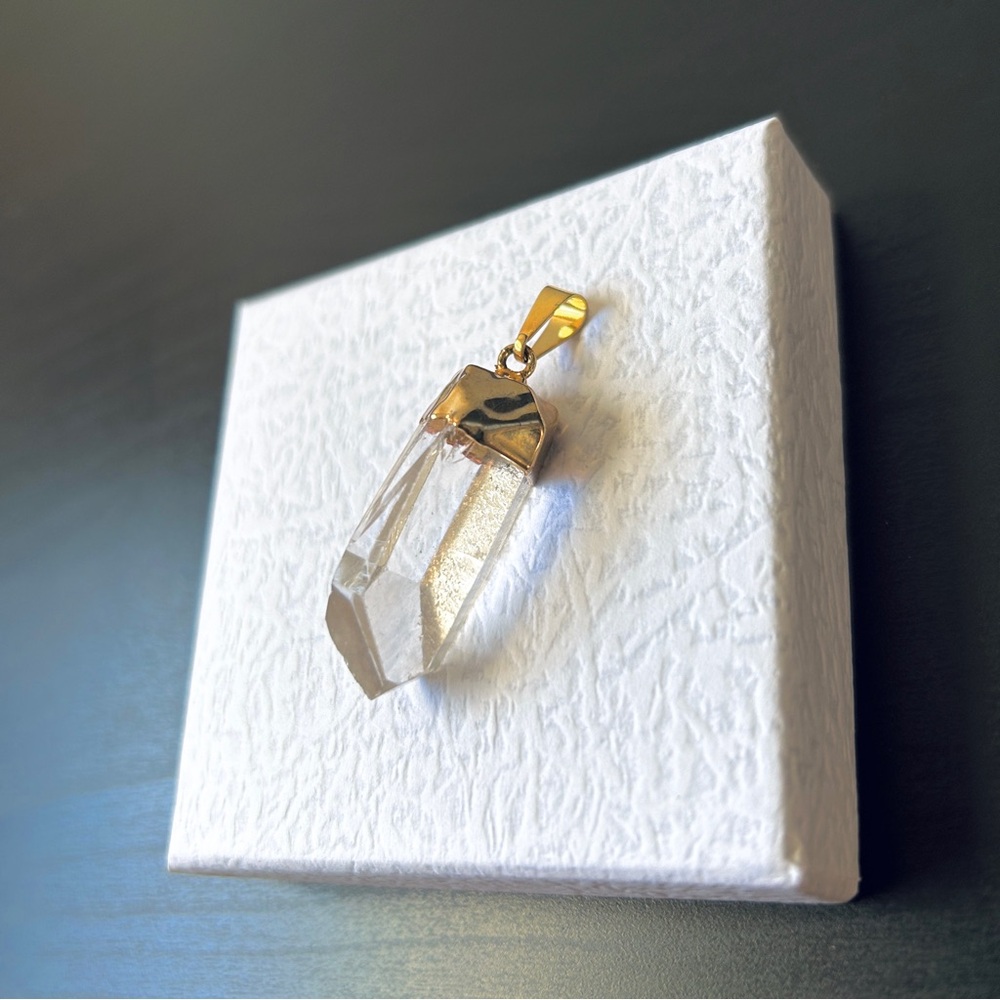 Gold Plated Crystal Clear Quartz Pendant